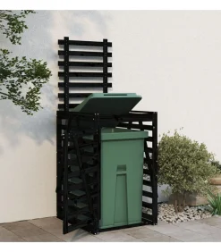 Discount Containerberging 84x90x128,5 cm massief grenenhout zwart Manden En Bakken