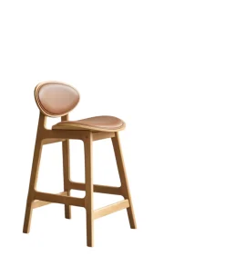 Discount Counterstoel Maia in massief eikenhout en leer Stoelen