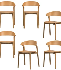 Best Cras Eetkamerstoelen - Essenhout - Naturel - Set van 6 Stoelen