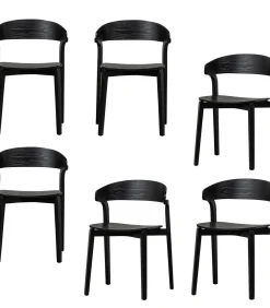 Discount Cras Eetkamerstoelen - Essenhout - Zwart - Set van 6 Stoelen