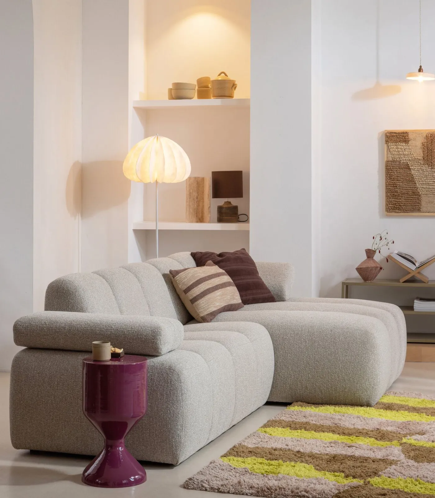 Outlet Dalia vloerlamp - Papier - Wit - 150xØ50 cm Vloerlampen