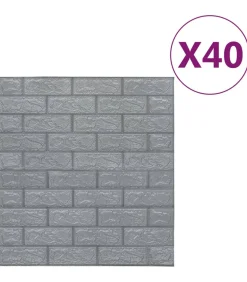 Discount 3D-behang zelfklevend 40 st bakstenen antracietkleurig Decoratie