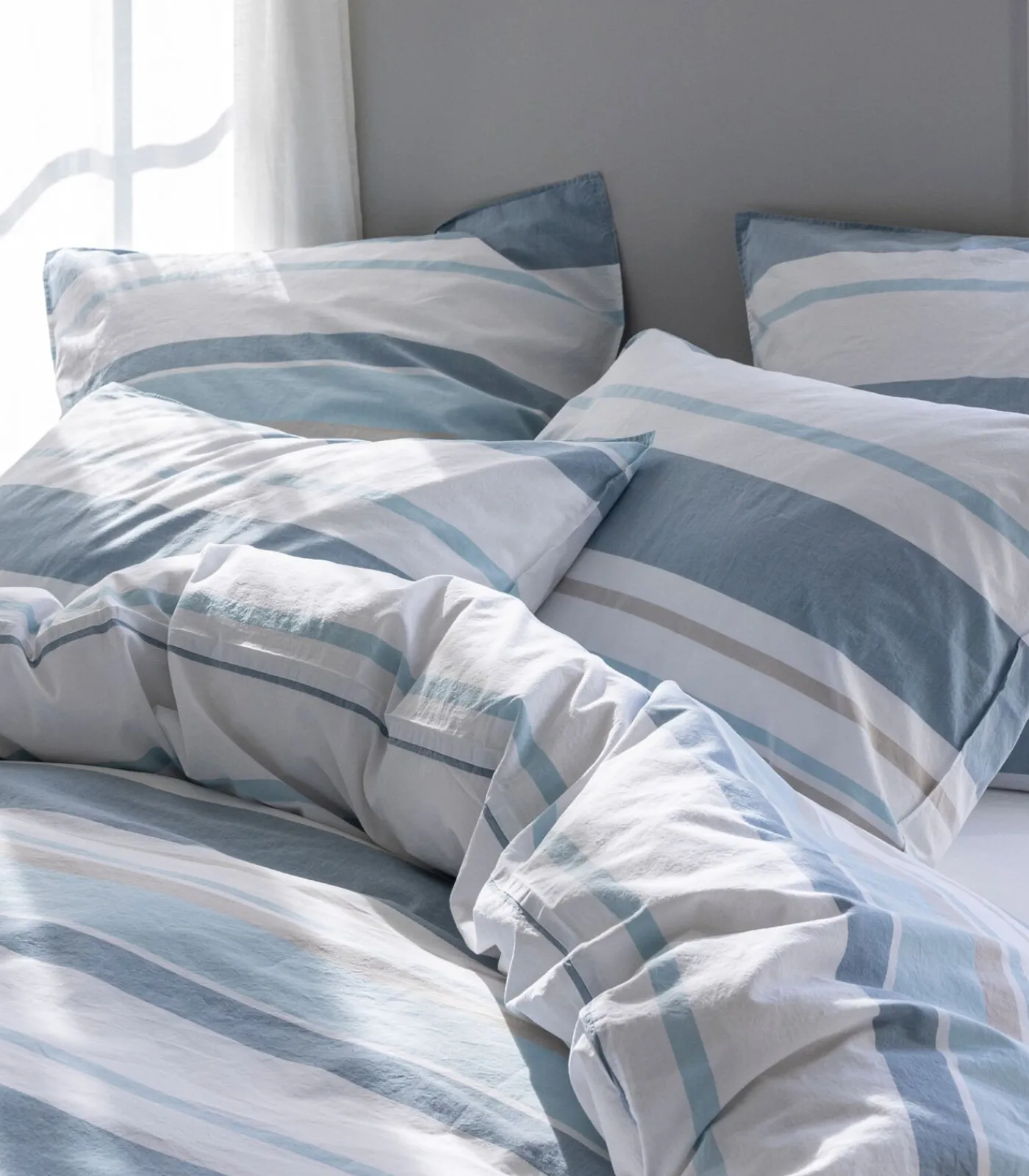 Best Dekbedovertrek van gewassen katoenperkal, HORIZON BAYADÈRE Dekbedovertrekken