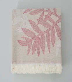 Outlet Deken 2 personen Blad 200x220 cm Beige/Orchidee Bedspreien