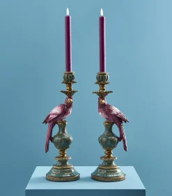 Discount 2-delig Set Kandelaar Papegaai/roze/groen Kaarsen & Kaarshouders