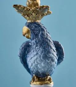 Best 2-delig Set Kandelaar Papegaai/wit/blauw/goud Kaarsen & Kaarshouders