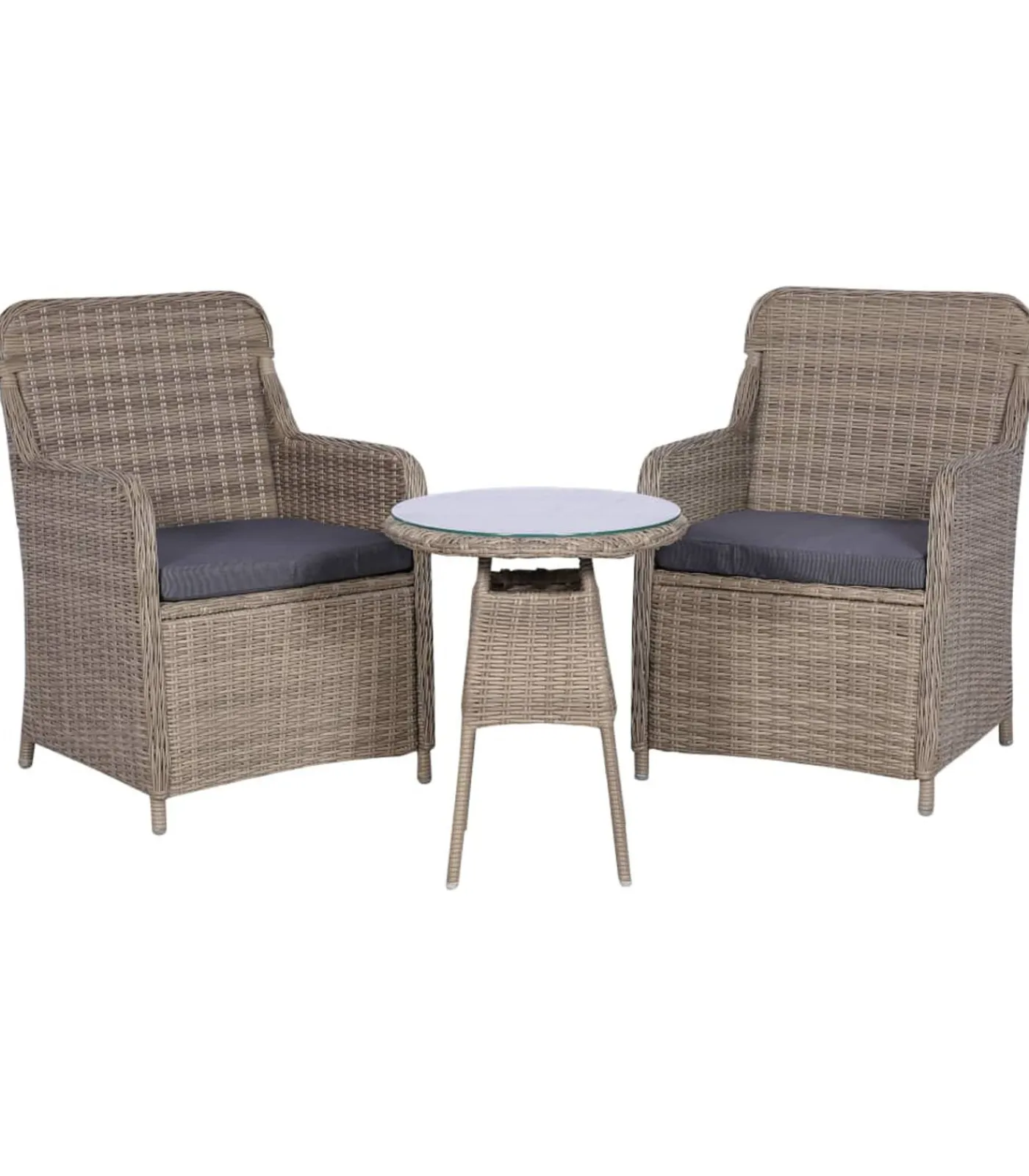 New 3-delige Bistroset met kussens poly rattan bruin Tuinmeubelen