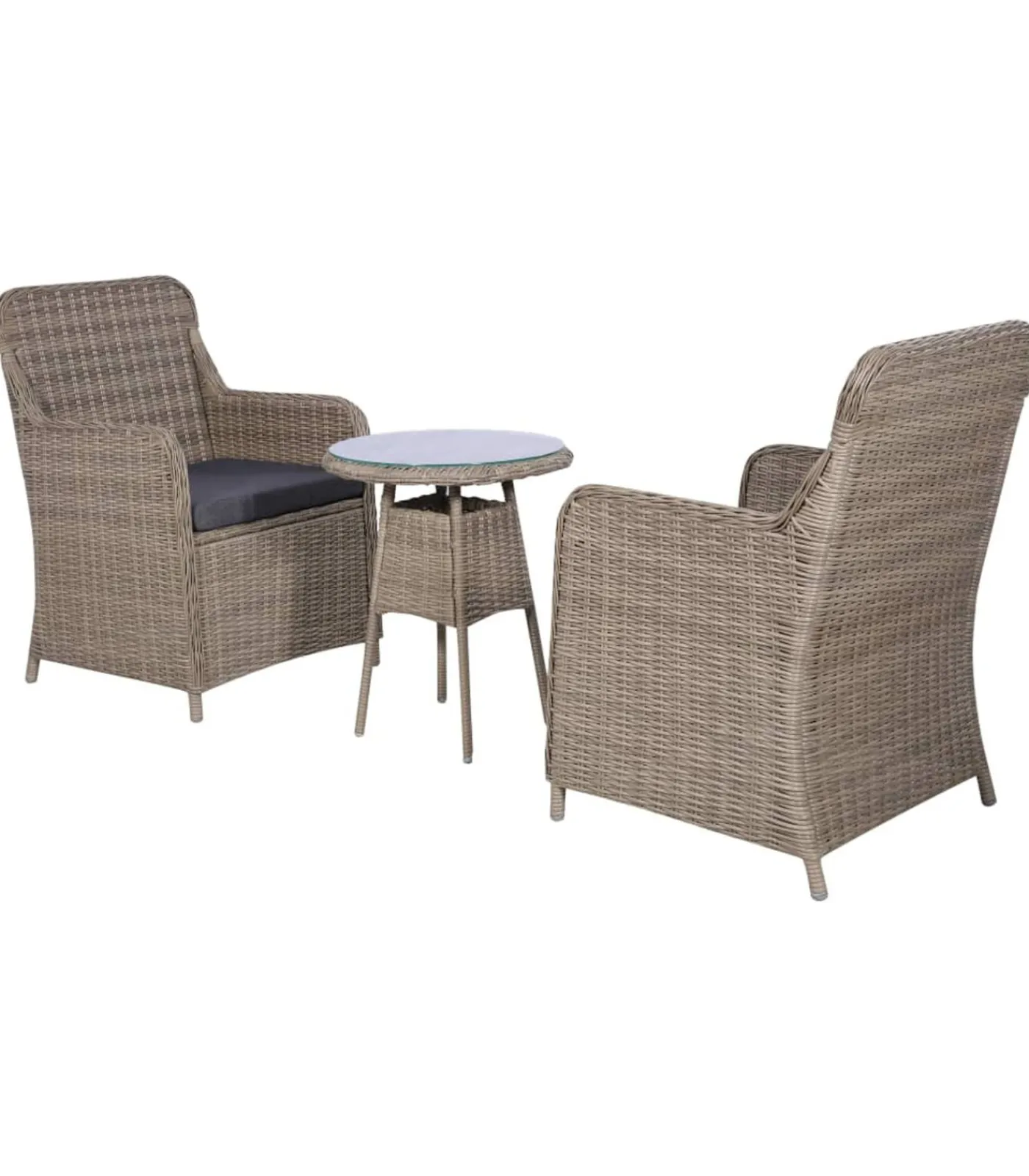 New 3-delige Bistroset met kussens poly rattan bruin Tuinmeubelen