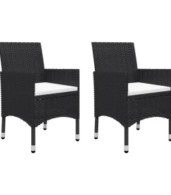 Outlet 3-delige Bistroset poly rattan en gehard glas zwart Tuinmeubelen