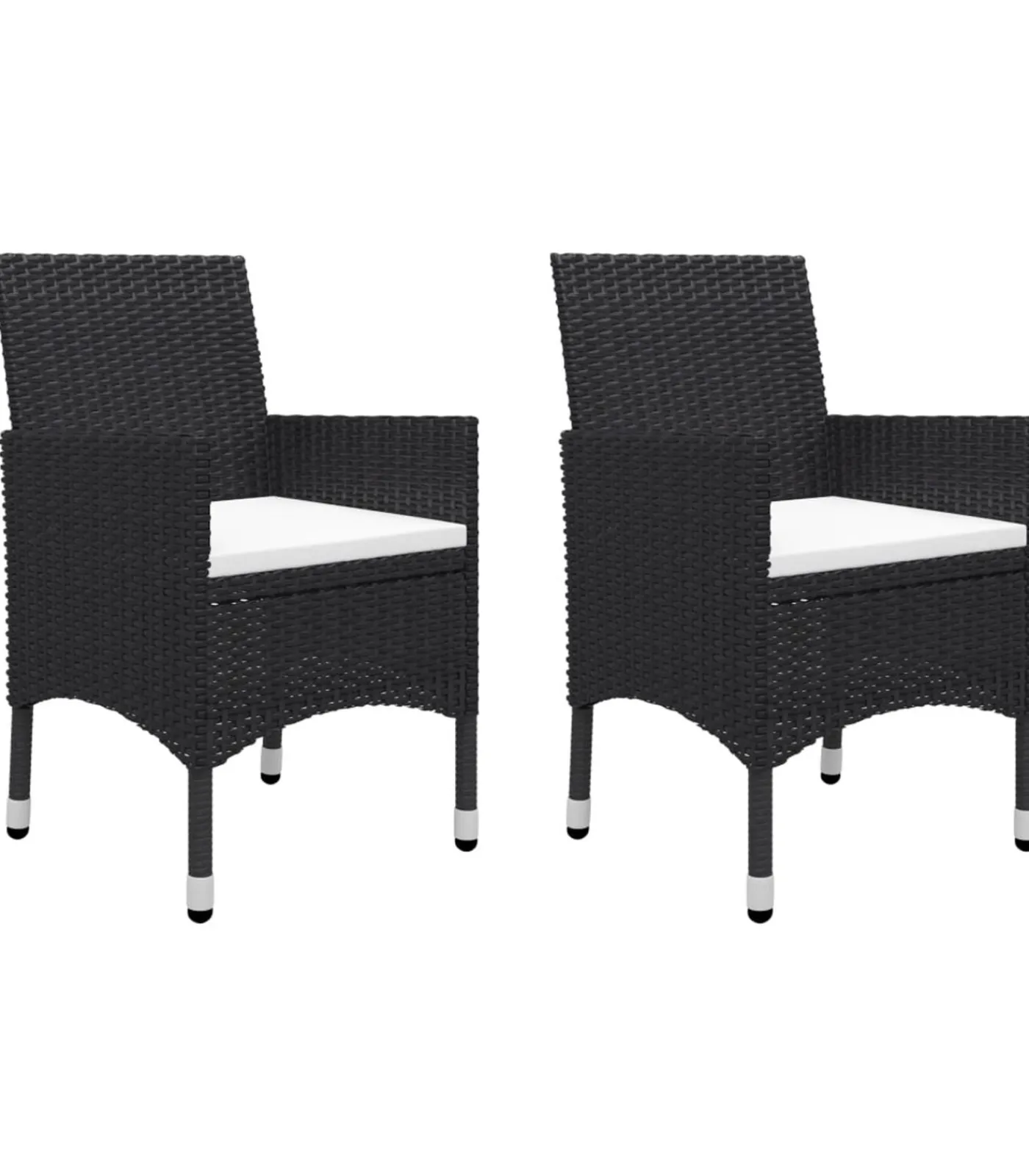 Outlet 3-delige Bistroset poly rattan en gehard glas zwart Tuinmeubelen