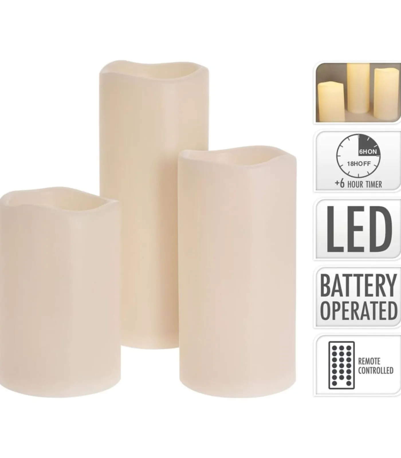 New 3-delige LED-Kaarsenset met afstandbediening Kaarsen & Kaarshouders