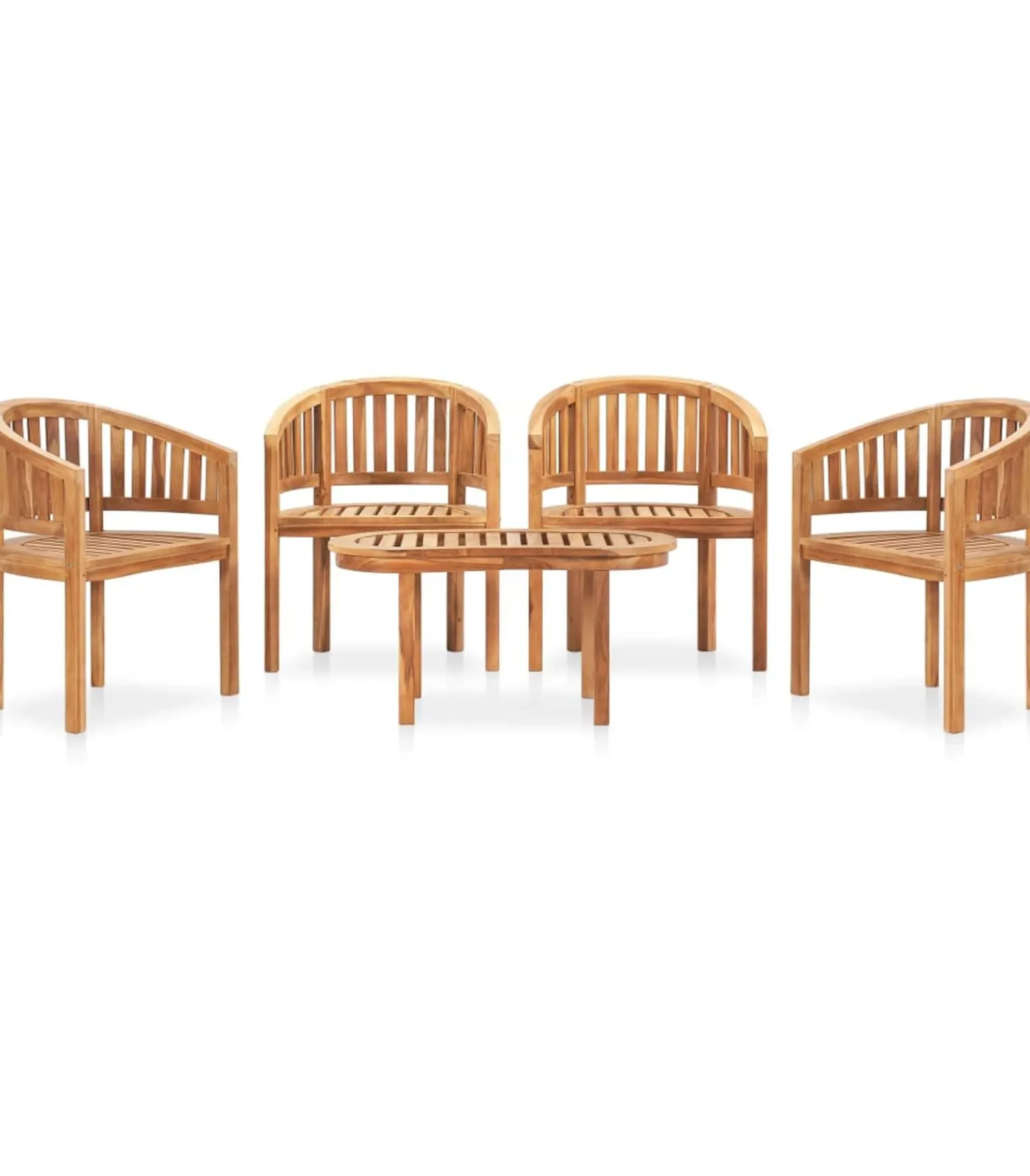 Outlet 5-delige Loungeset banaanvormig massief teakhout Tuinmeubelen