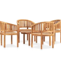 Outlet 5-delige Loungeset banaanvormig massief teakhout Tuinmeubelen