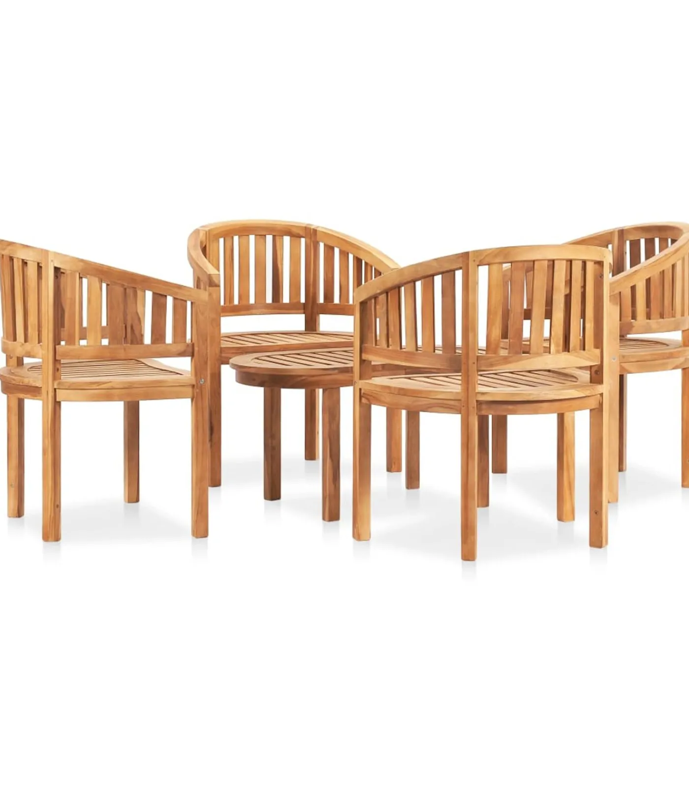 Outlet 5-delige Loungeset banaanvormig massief teakhout Tuinmeubelen