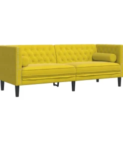 2-delige Loungeset Chesterfield met bolsters fluweel geel Zetels