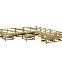 Sale 12-delige Loungeset geïmpregneerd grenenhout Tuinmeubelen