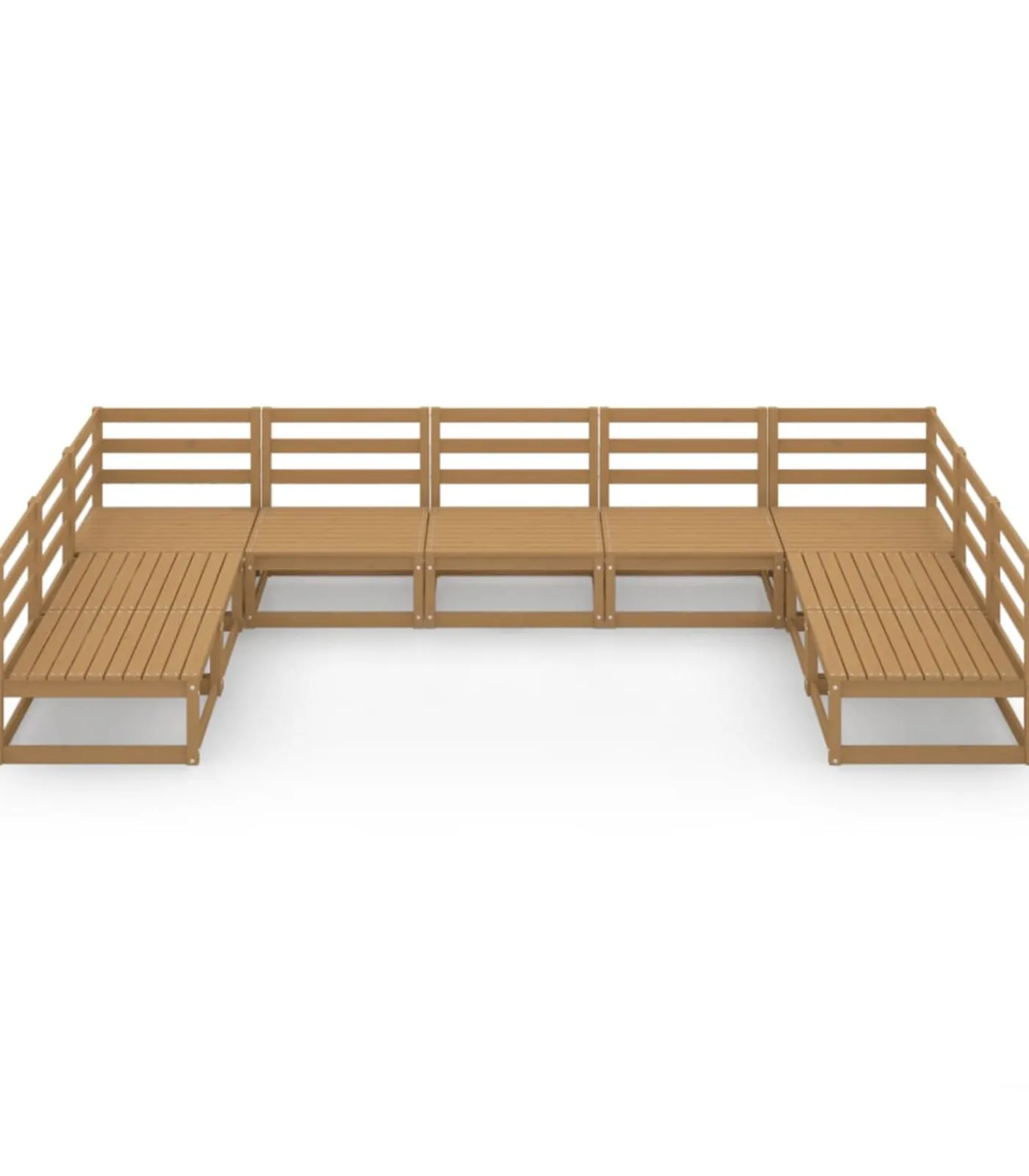 9-delige Loungeset massief grenenhout Tuinmeubelen