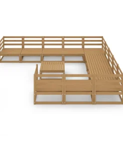 Clearance 12-delige Loungeset massief grenenhout Tuinmeubelen