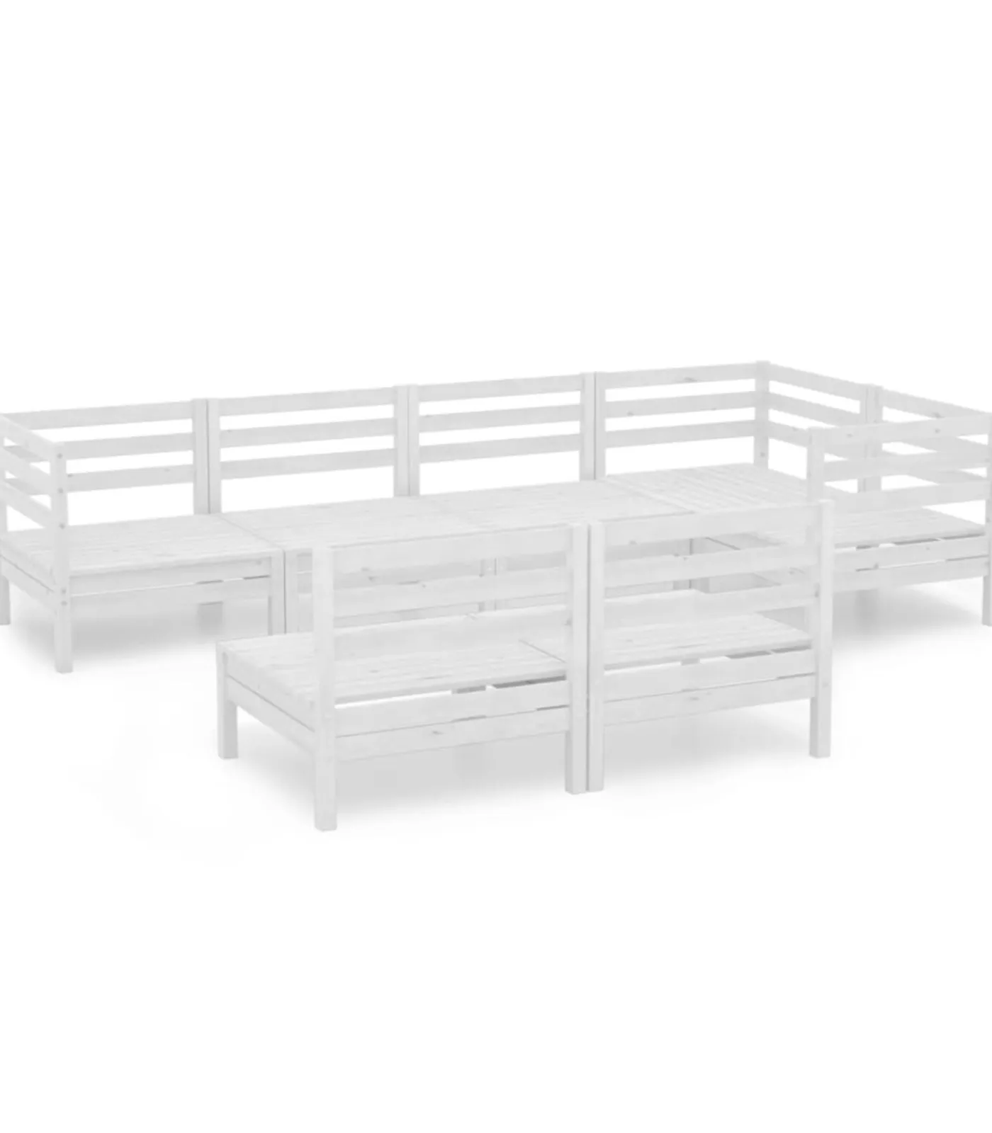 Sale 7-delige Loungeset massief grenenhout wit Tuinmeubelen