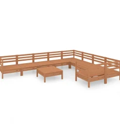 Outlet 10-delige Loungeset massief grenenhout honingbruin Tuinmeubelen