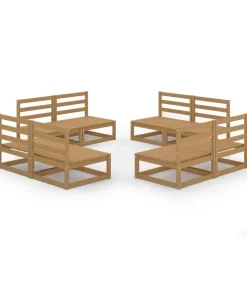 Outlet 8-delige Loungeset massief grenenhout honingbruin Tuinmeubelen
