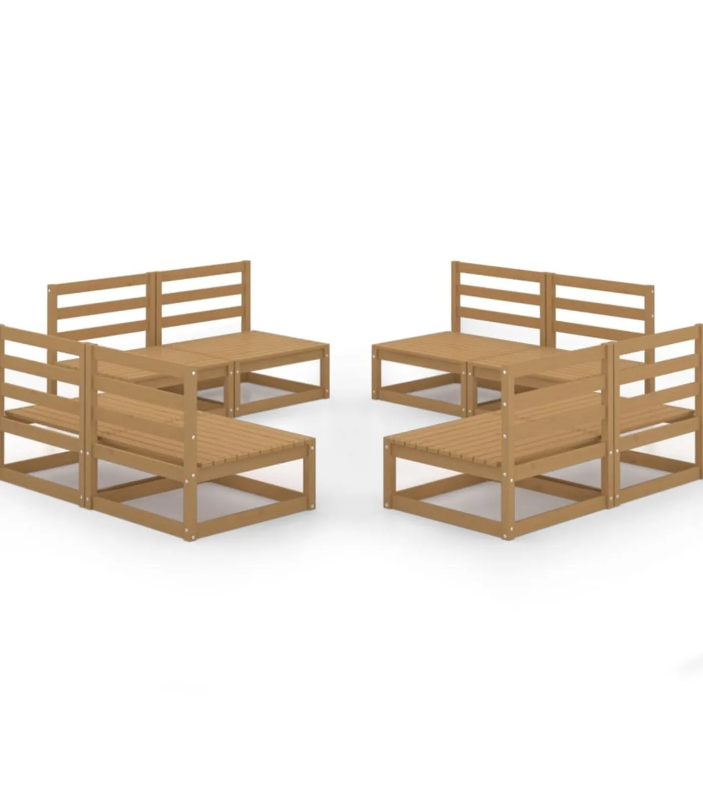 Outlet 8-delige Loungeset massief grenenhout honingbruin Tuinmeubelen