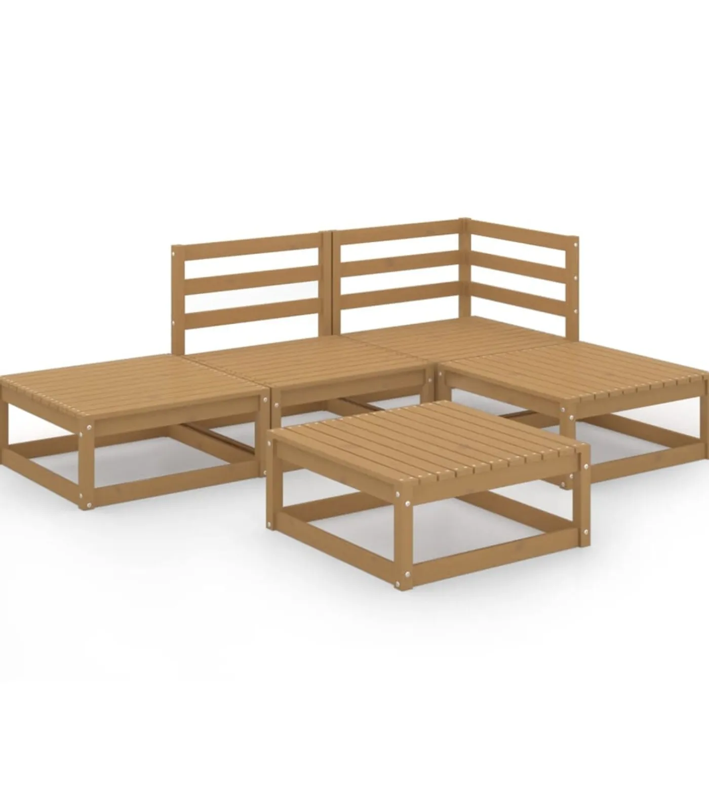 Clearance 5-delige Loungeset massief grenenhout honingbruin Tuinmeubelen