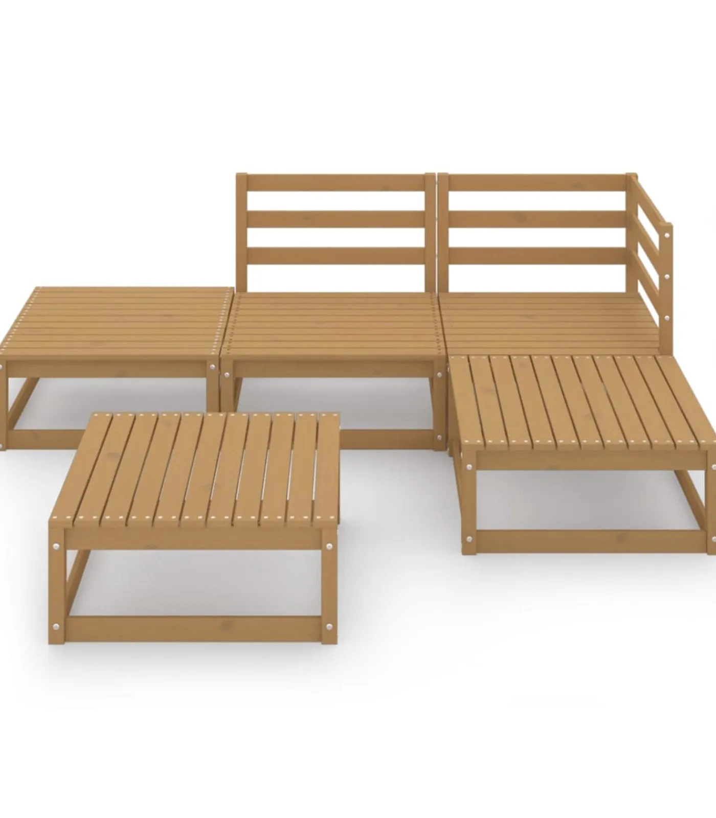 Clearance 5-delige Loungeset massief grenenhout honingbruin Tuinmeubelen
