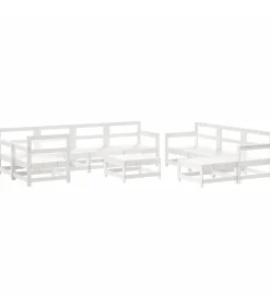 Outlet 10-delige Loungeset massief grenenhout wit Tuinmeubelen