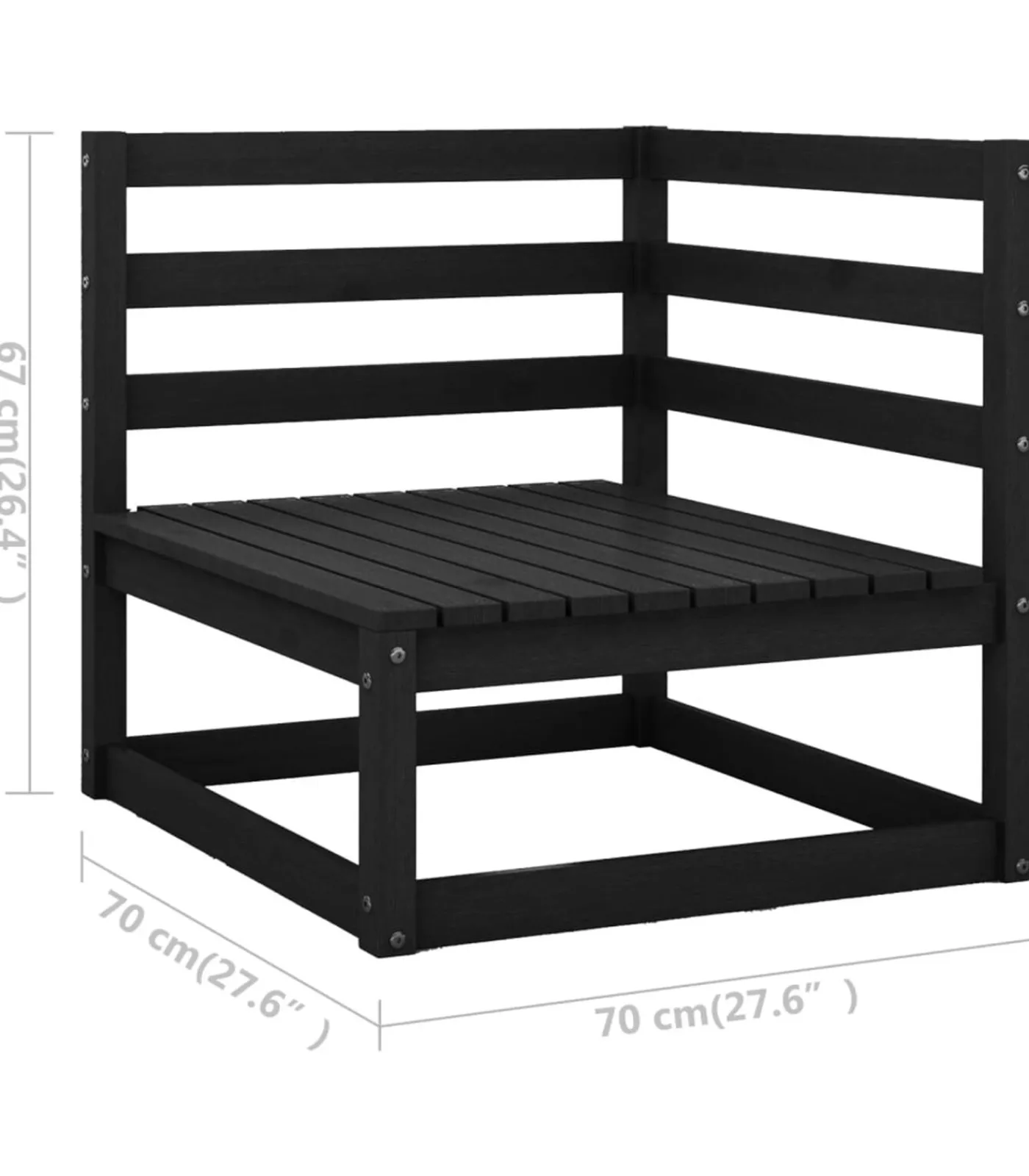 Best 10-delige Loungeset massief grenenhout zwart Tuinmeubelen
