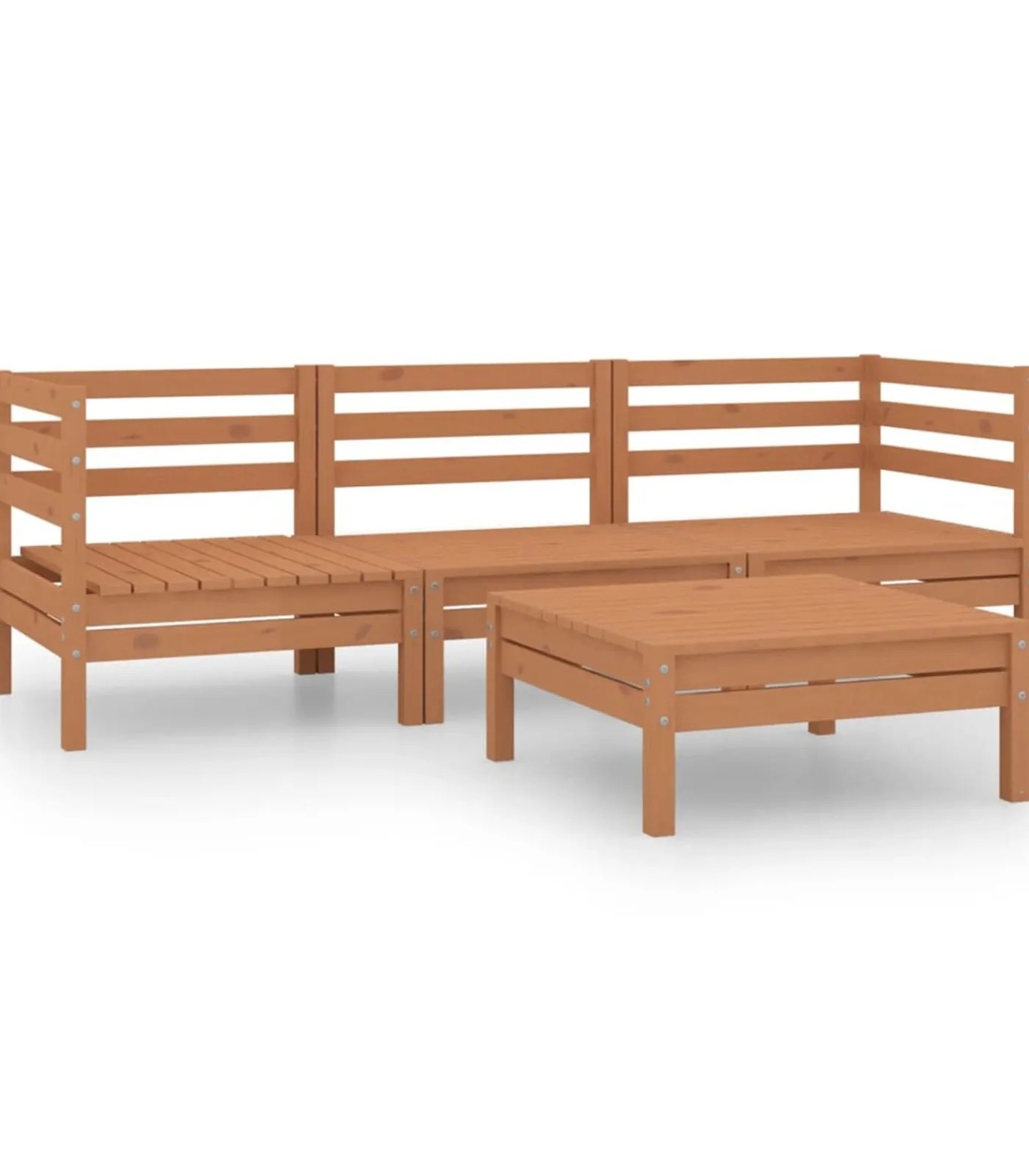 4-delige Loungeset massief grenenhout honingbruin Tuinmeubelen