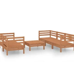 Discount 6-delige Loungeset massief grenenhout honingbruin Tuinmeubelen