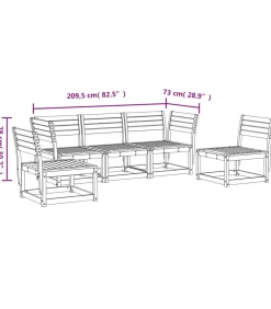 Outlet 5-delige Loungeset massief douglashout Tuinmeubelen