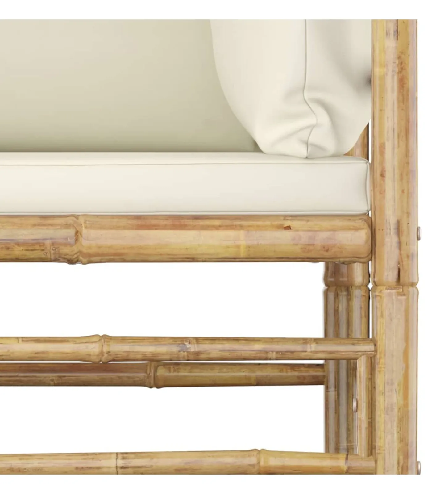 Outlet 8-delige Loungeset met crèmewitte kussens bamboe Tuinmeubelen