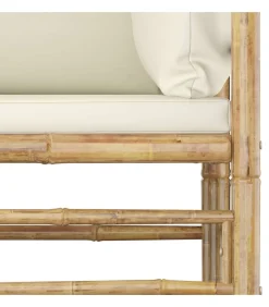 Best 5-delige Loungeset met crèmewitte kussens bamboe Tuinmeubelen