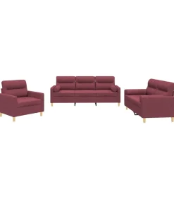 Clearance 3-delige Loungeset met kussens stof wijnrood Zetels