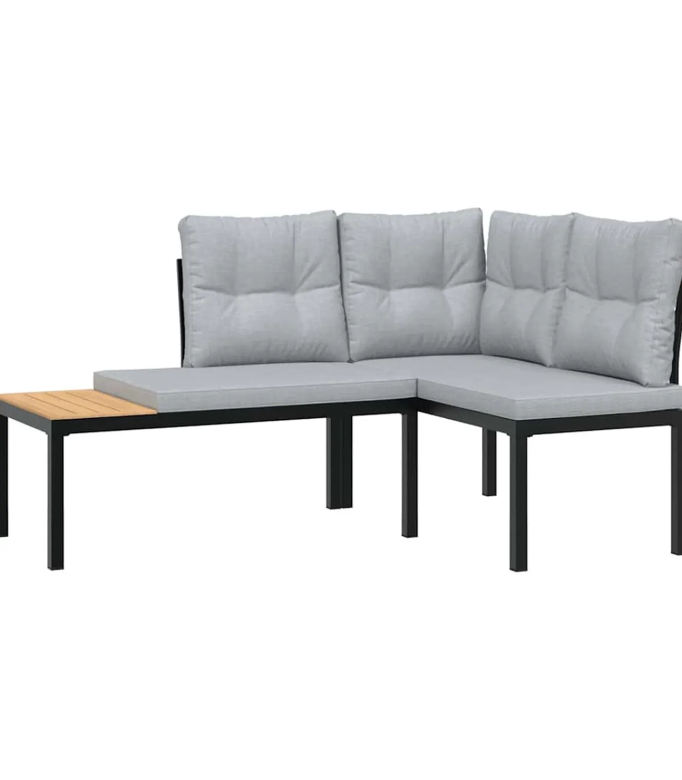 Clearance 3-delige Loungeset met kussens gepoedercoat staal zwart Tuinmeubelen