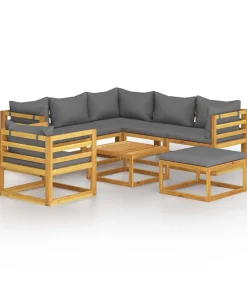 8-delige Loungeset met kussens massief acaciahout Tuinmeubelen