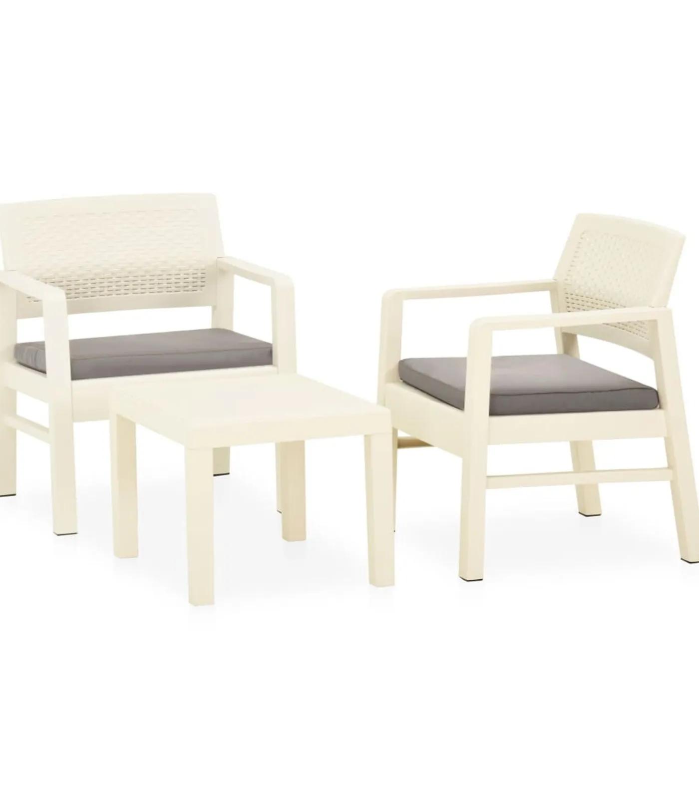 New 3-delige Loungeset met kussens kunststof wit Tuinmeubelen