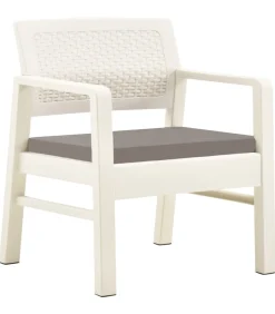 New 3-delige Loungeset met kussens kunststof wit Tuinmeubelen