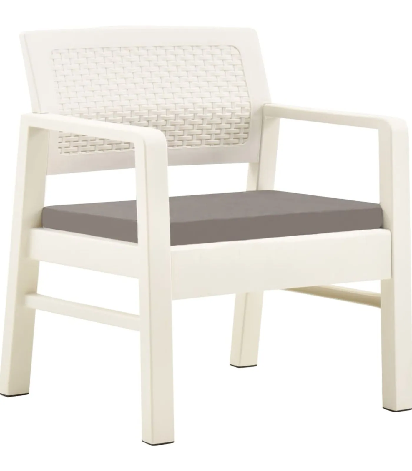 New 3-delige Loungeset met kussens kunststof wit Tuinmeubelen