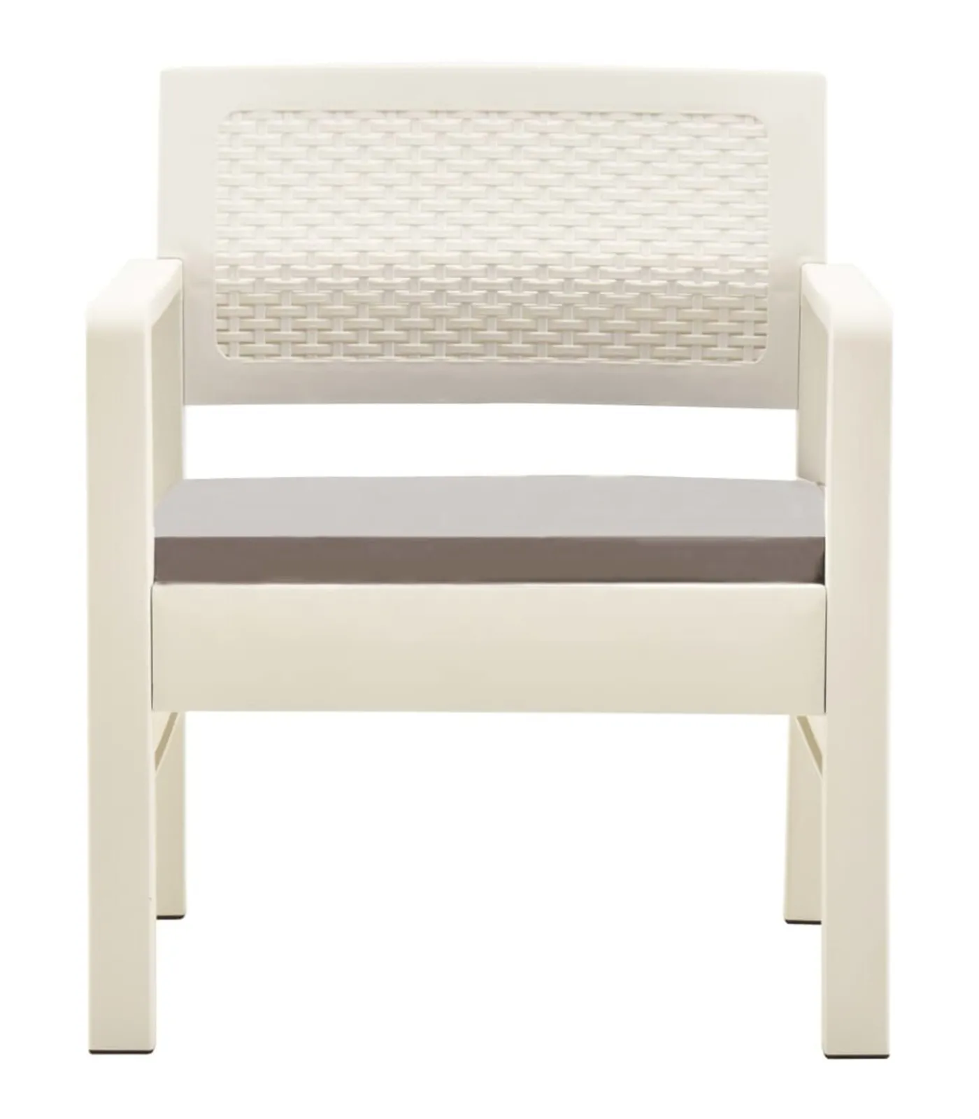 New 3-delige Loungeset met kussens kunststof wit Tuinmeubelen