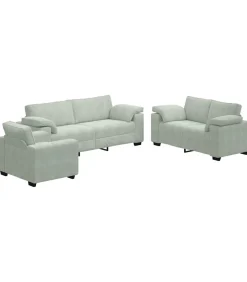 New 3-delige Loungeset met kussens fluweel lichtgrijs Zetels
