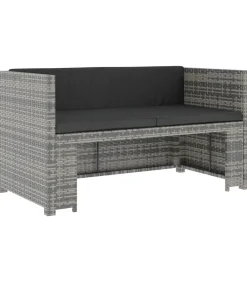 Online 5-delige Loungeset met kussens poly rattan grijs Tuinmeubelen