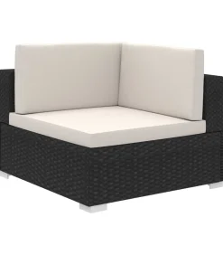 Online 8-delige Loungeset met kussens poly rattan zwart Tuinmeubelen