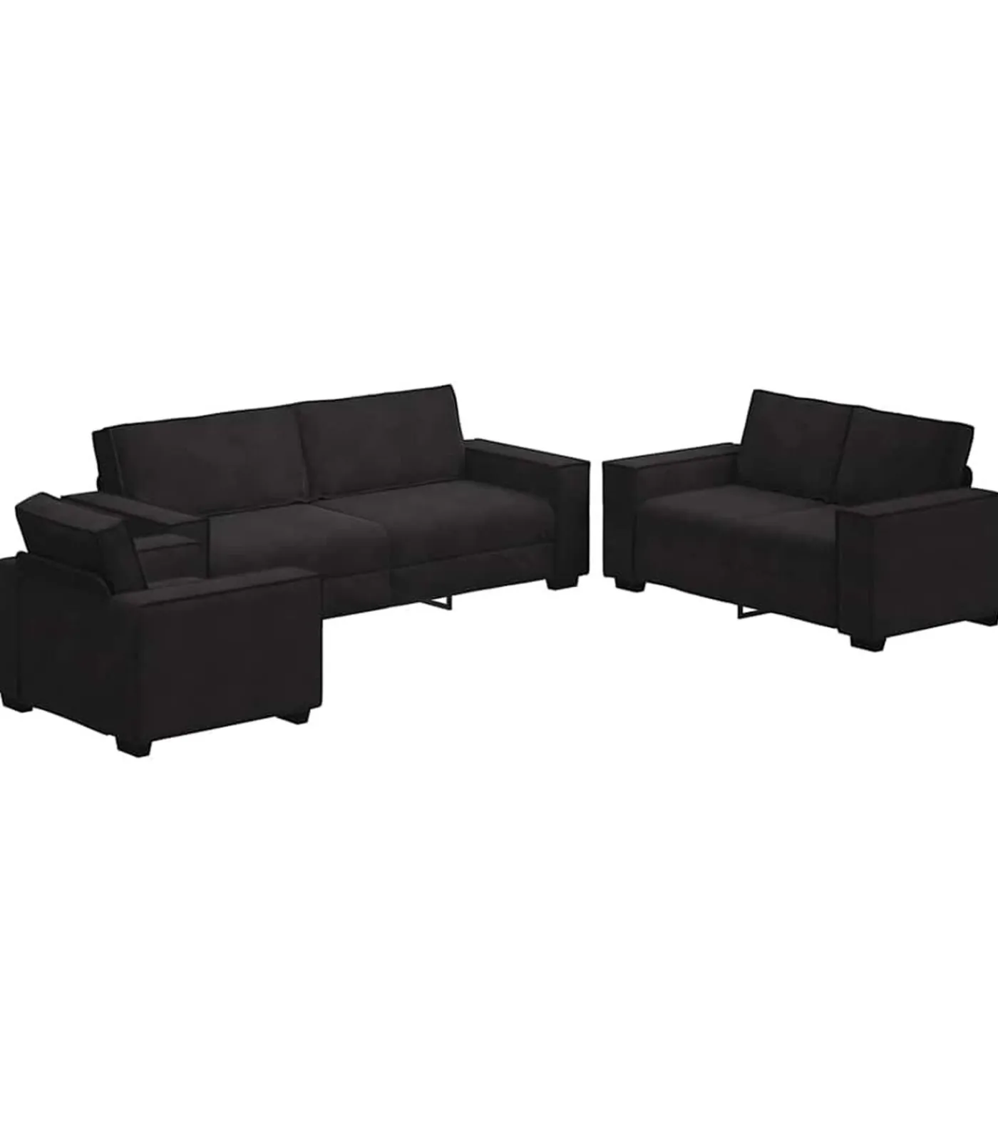 New 3-delige Loungeset met kussens fluweel zwart Zetels