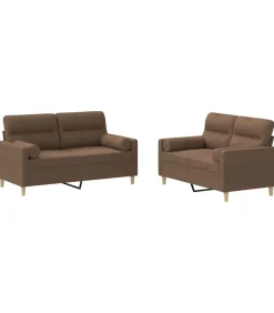 Best 2-delige Loungeset met kussens stof bruin Zetels