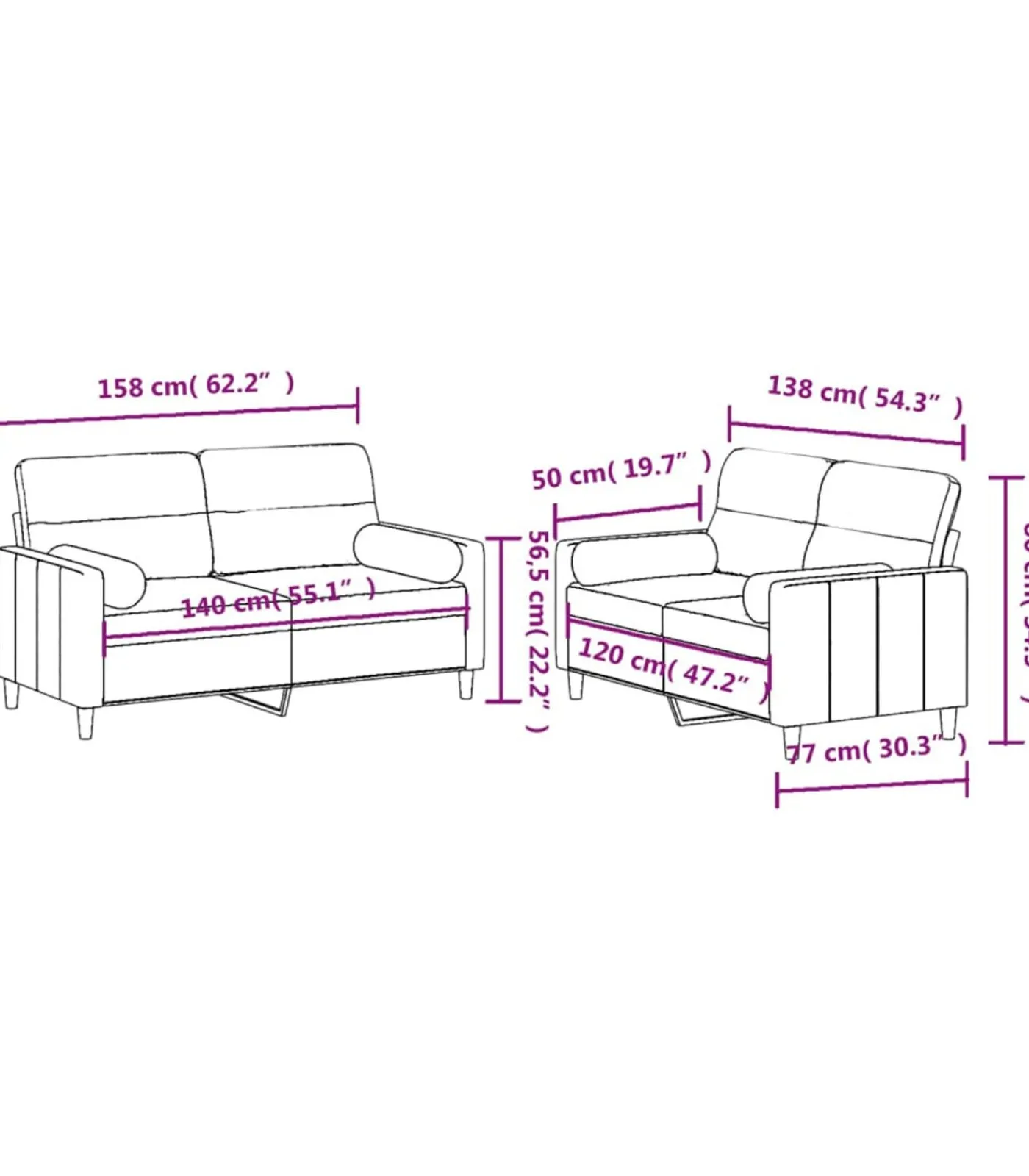 Best 2-delige Loungeset met kussens stof bruin Zetels