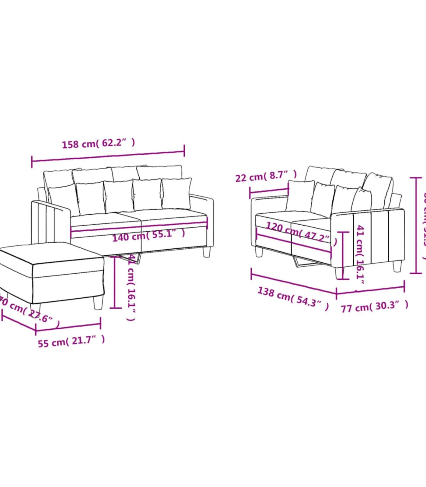 Online 3-delige Loungeset met kussens stof lichtgeel Zetels