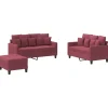 Discount 3-delige Loungeset met kussens stof wijnrood Zetels